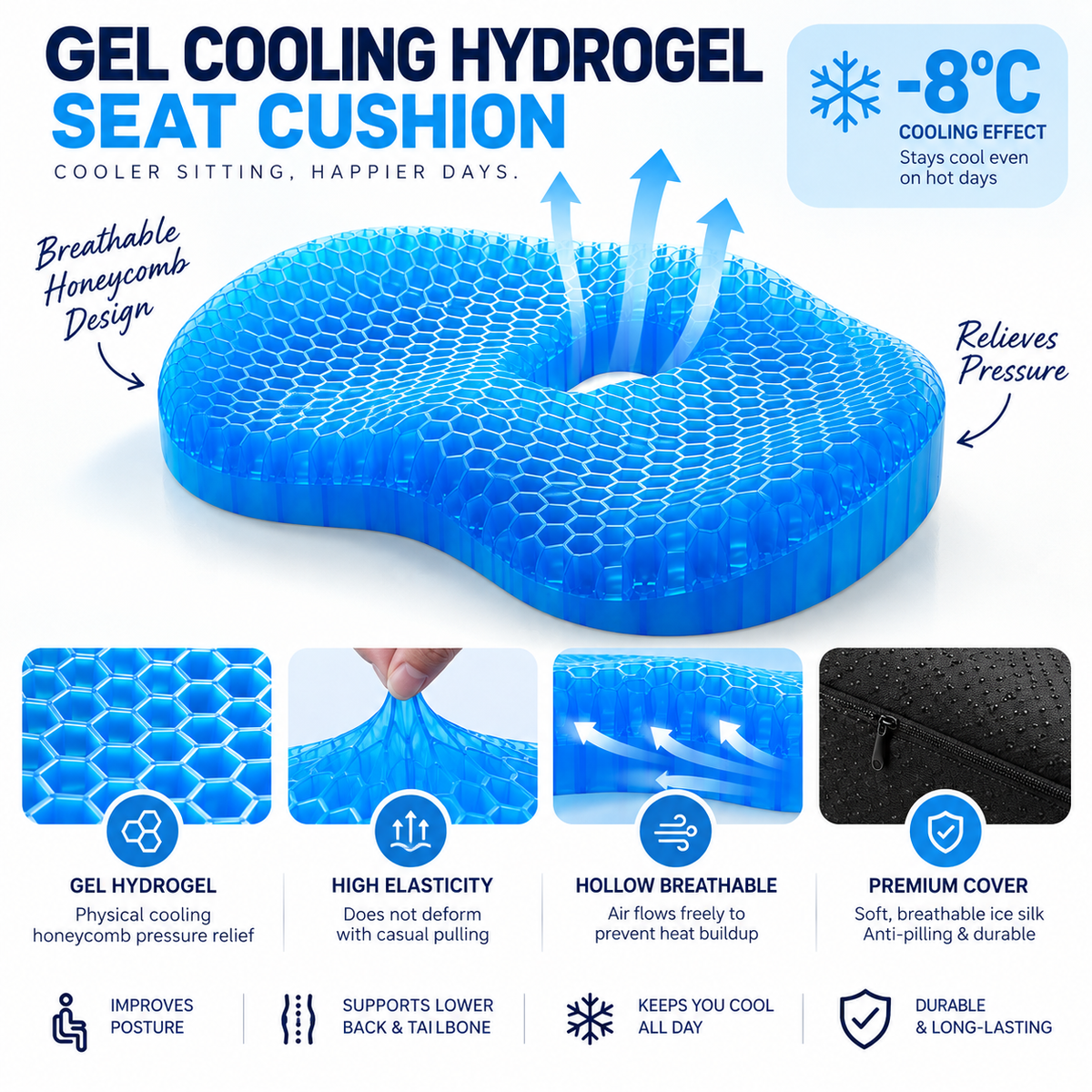 Purabella Honeycomb Gel Seat Cushion